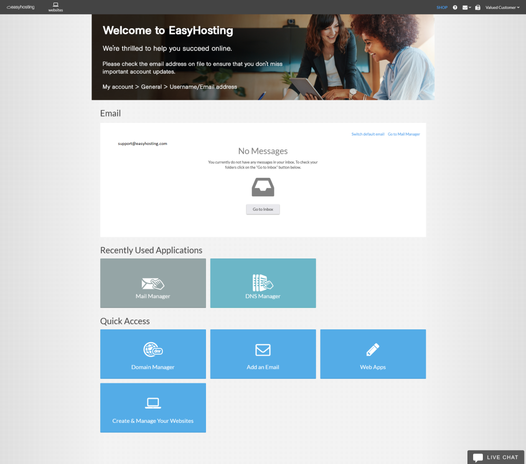 Easyhosting Portal home